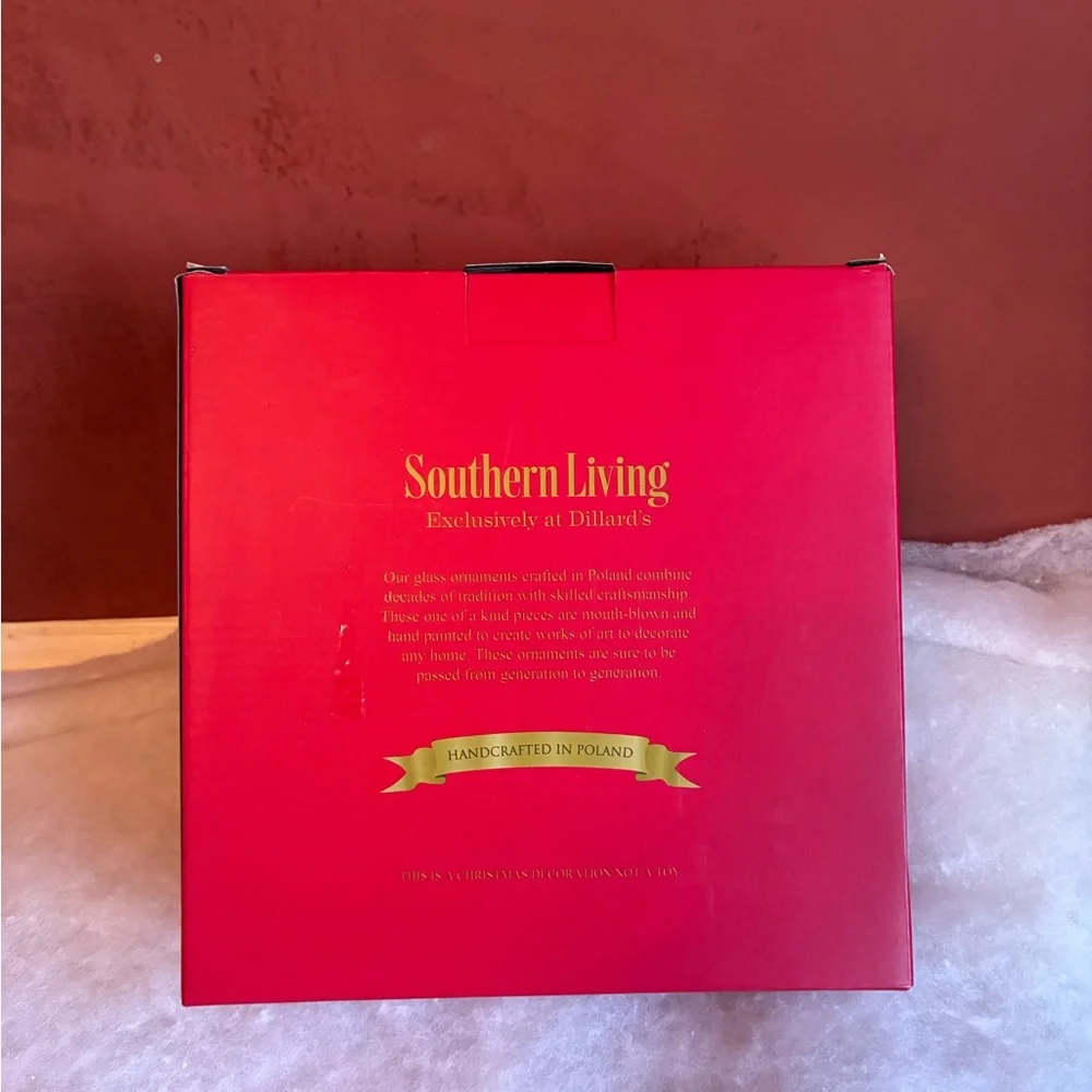 Southern Living NIB Festive Bird Mouth Blown Glass Ornaments, Set of 2